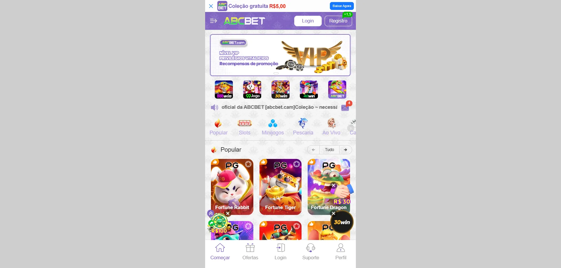 Abcbet Casino compatível com Android iOS e navegador desktop