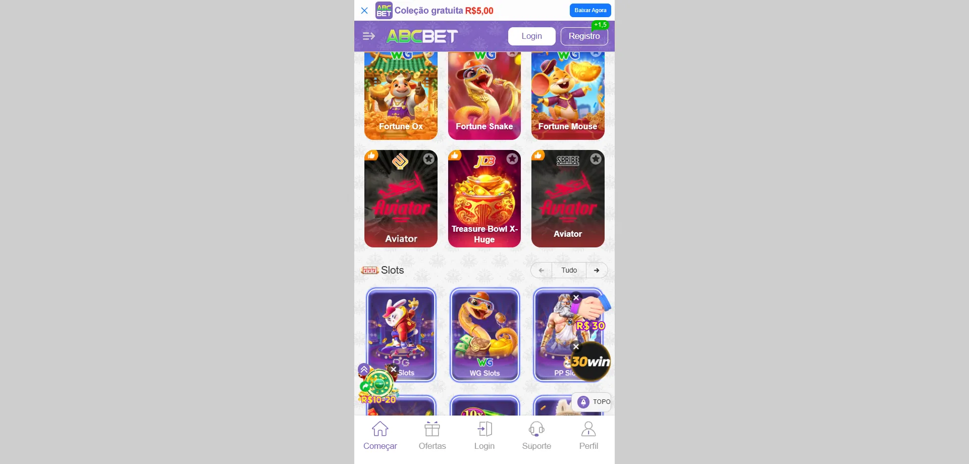 Jogos de cassino online na plataforma Abcbet — slots e mais